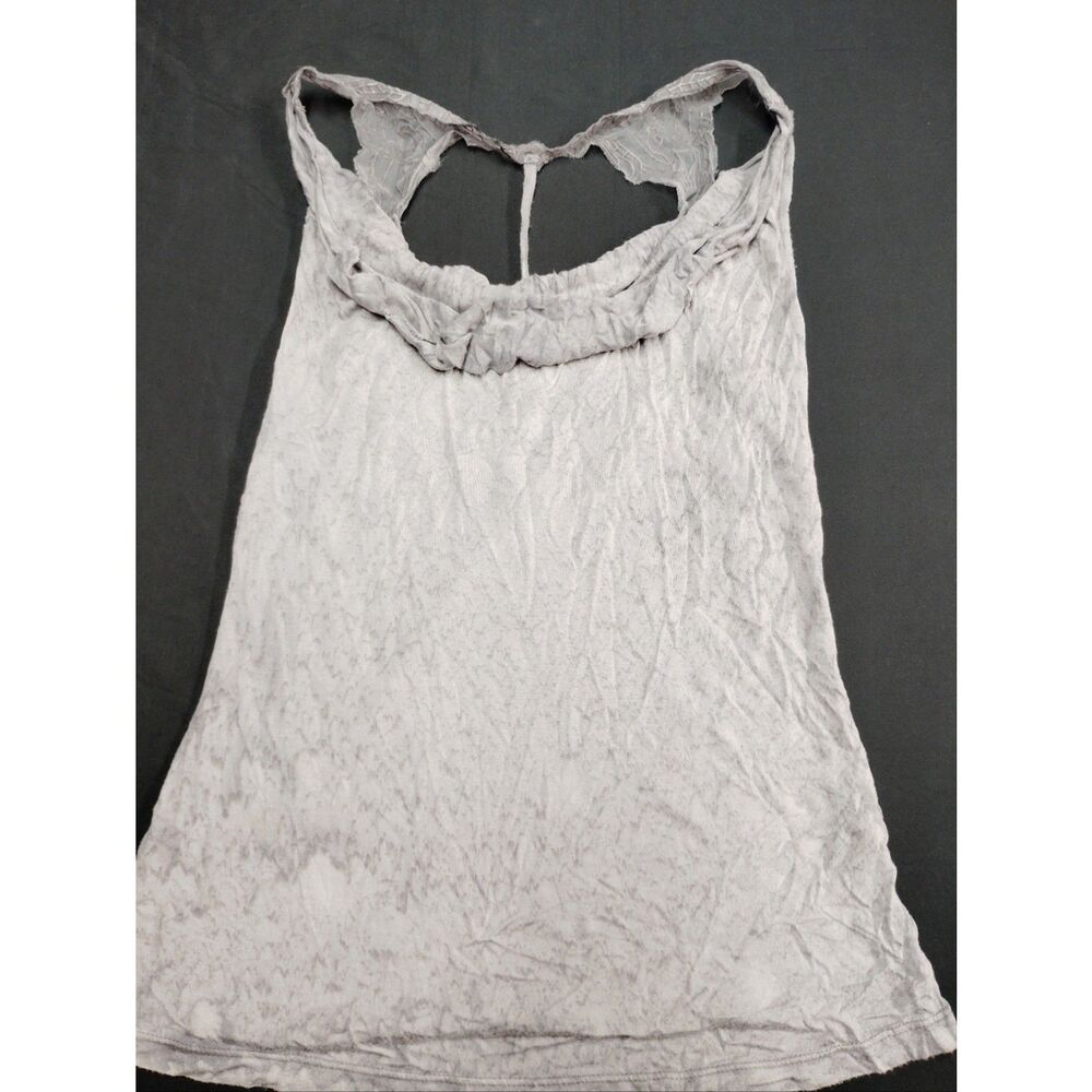 BKE Gimmicks Light Gray Sleeveless Tank With Sexy Butterfly Lace Cutout T back